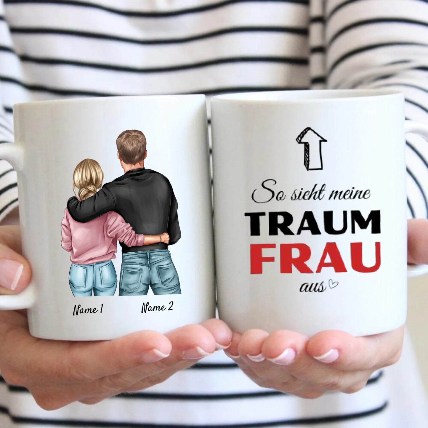 So sieht meine Traumfrau aus - Personalisierte Pärchen-Tasse, individuelles Geschenk Partner Valentinstag