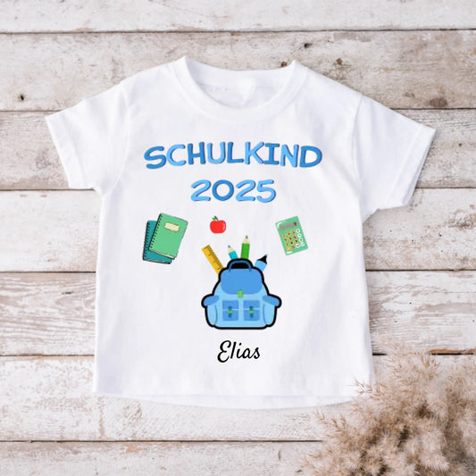 Schulkind 2025 - Personalisiertes T-Shirt für Kinder zur Einschulung (100% Baumwolle)