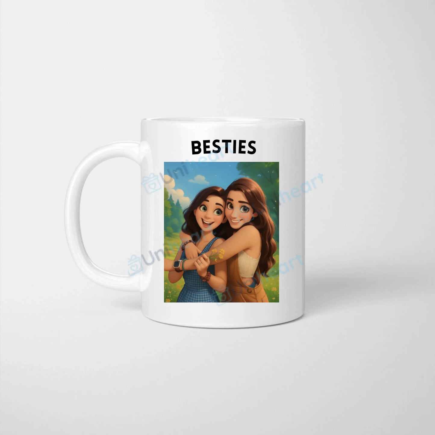 Personalisierte Foto-Tasse Besties Zeichentrick (Verwandelt eure Bilder in eine Disney-Zeichnung)