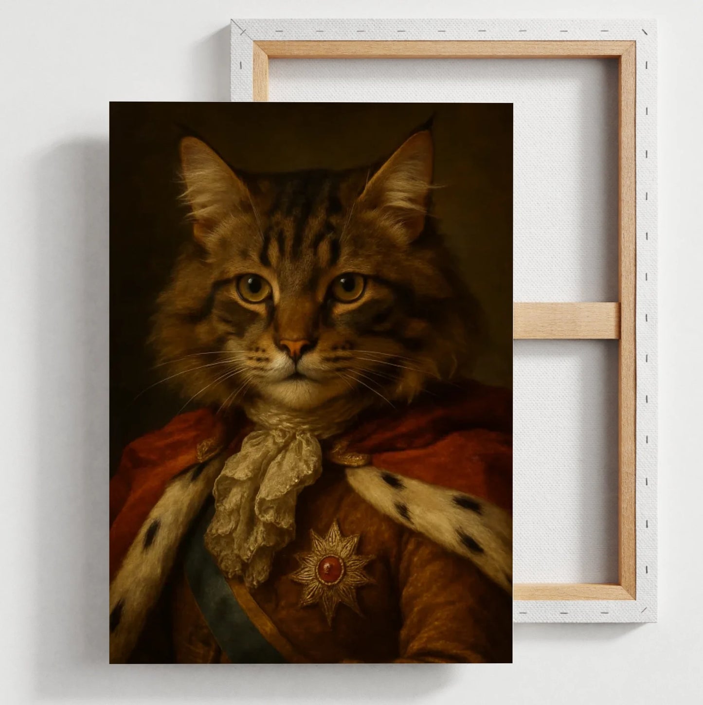 Adeliges Haustier Portraitbild - Personalisierte Leinwand mit Fotoupload im Stil eines königlichen Öl-Gemäldes (Hund, Katze, etc.)