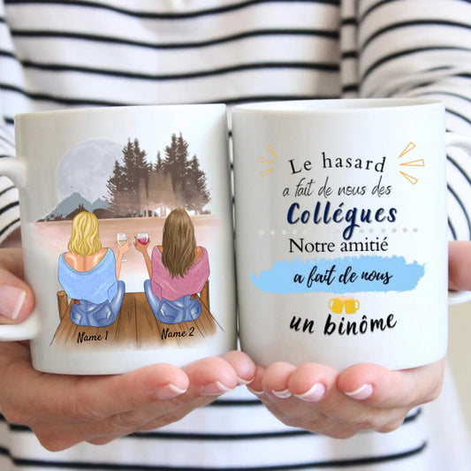 Un binome, meilleures collègues avec boisson – Tasse personnalisée (2 à 4 personnes), pour les amies, les collègues