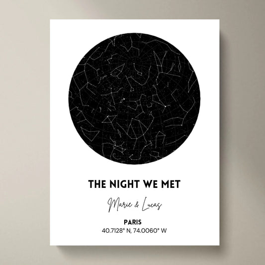 Onze sterrenhemel, The night we met - Gepersonaliseerde sterrenkaartposter, sterrenbeeld