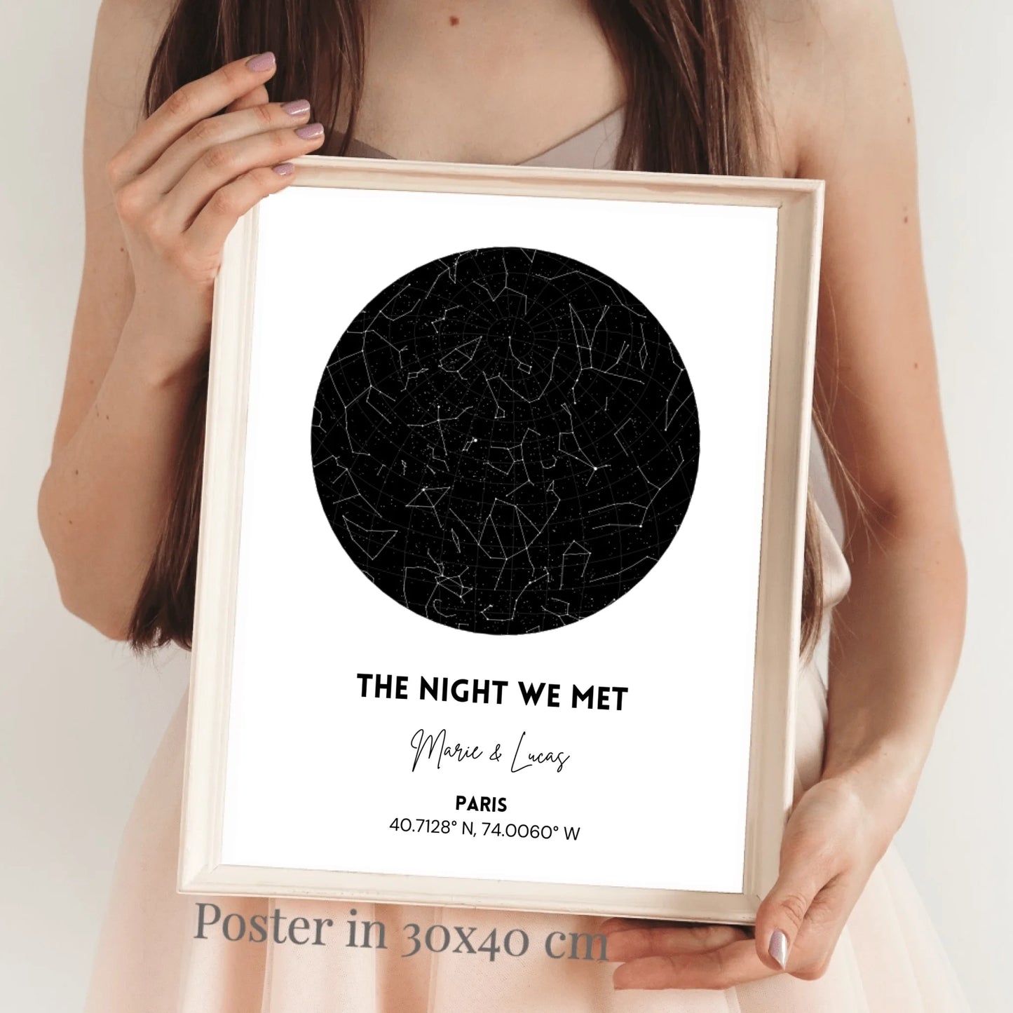 Onze sterrenhemel, The night we met - Gepersonaliseerde sterrenkaartposter, sterrenbeeld