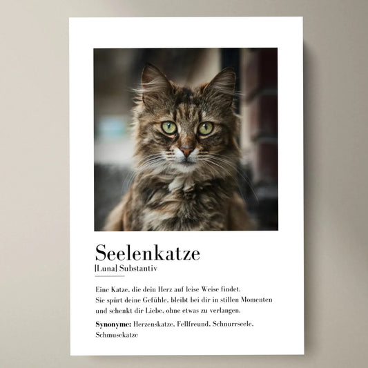 Foto-Poster Definition Seelenkatze, Seelenkater - Personalisiertes Geschenk mit Haustier