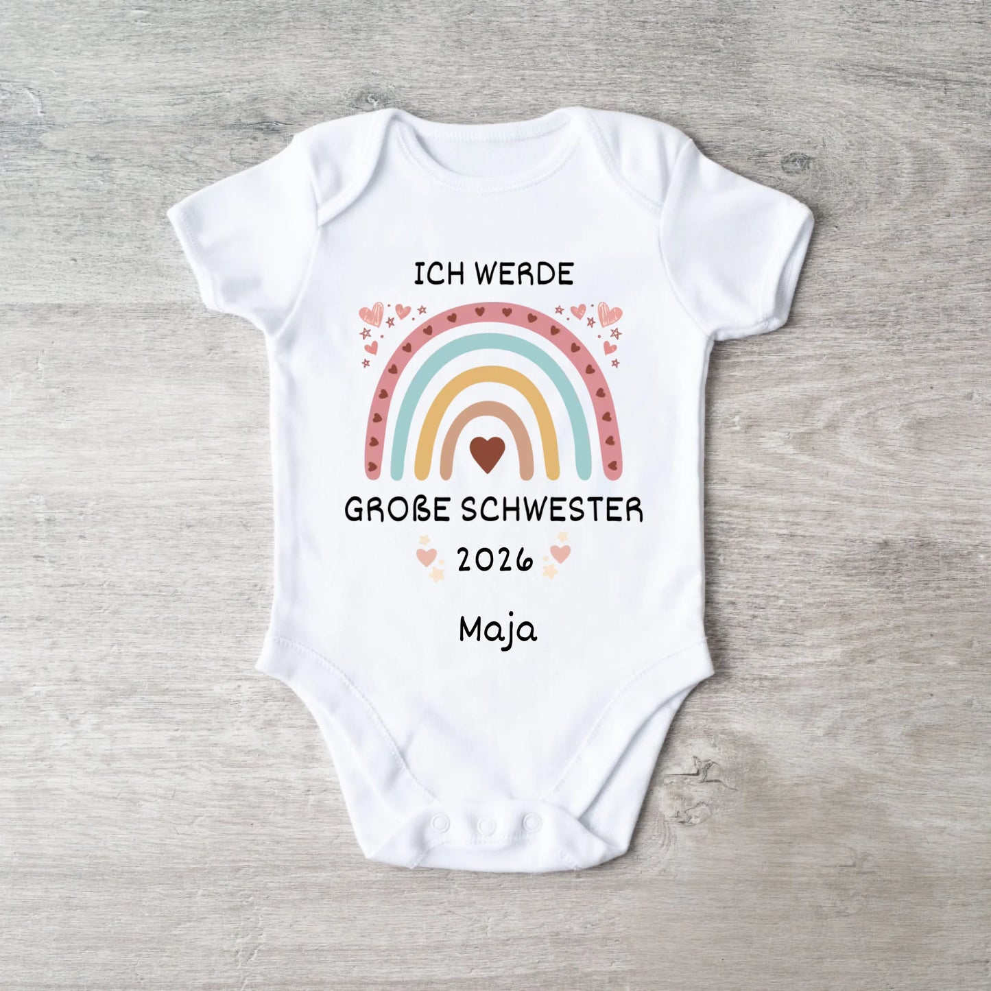Kleine Schwester/ kleiner Bruder - Personalisierter Baby Strampler zur Geburt, Geschwister (100% Bio-Baumwolle)