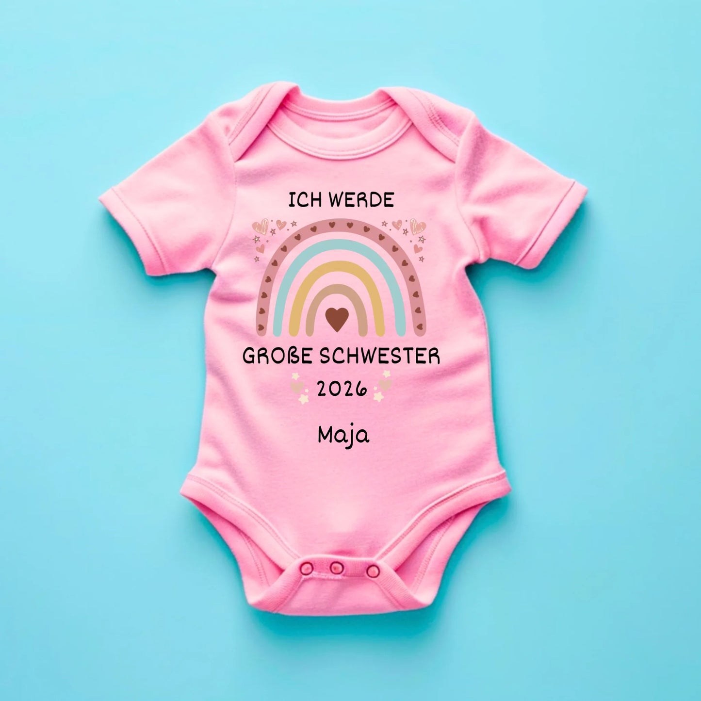 Kleine Schwester/ kleiner Bruder - Personalisierter Baby Strampler zur Geburt, Geschwister (100% Bio-Baumwolle)