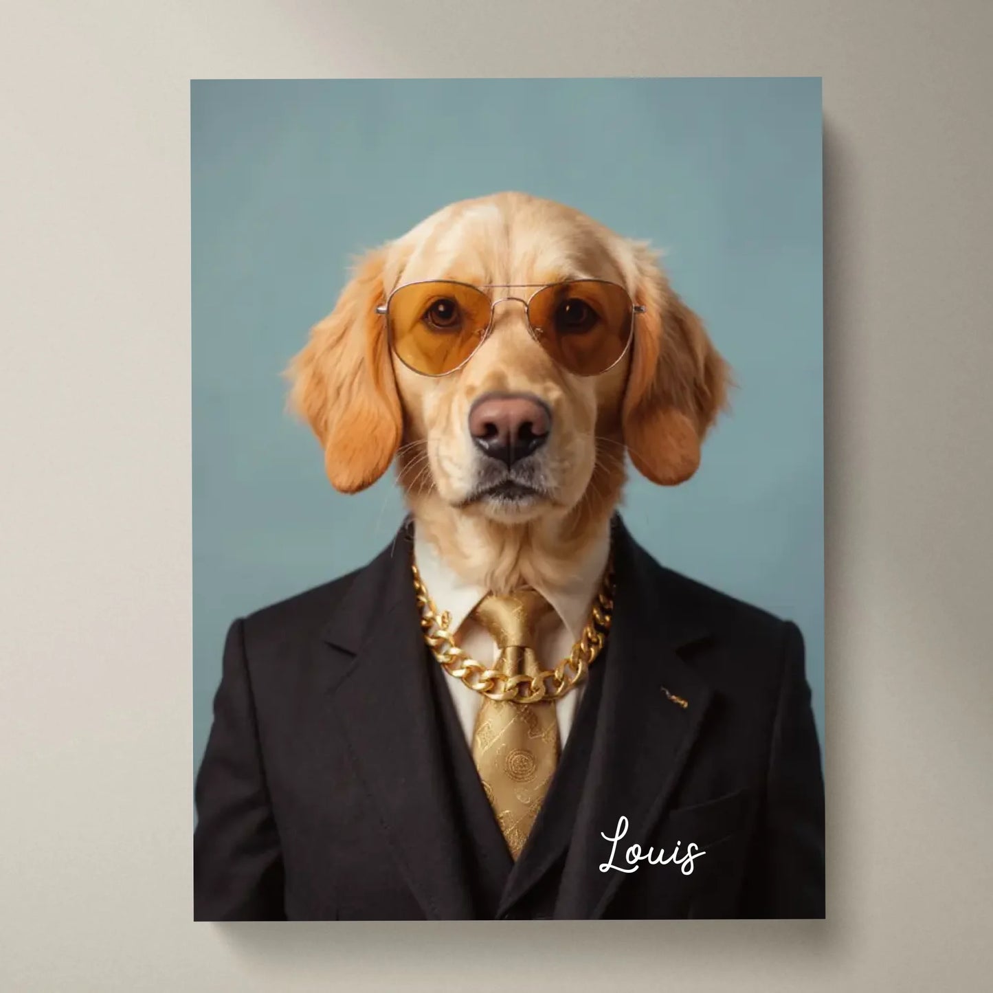 Lustiges Haustier Portrait - Personalisiertes Poster mit Fotoupload in unterschiedlichen Stilen (Hund, Katze im Anzug, als Superheld, Astronaut, etc.)