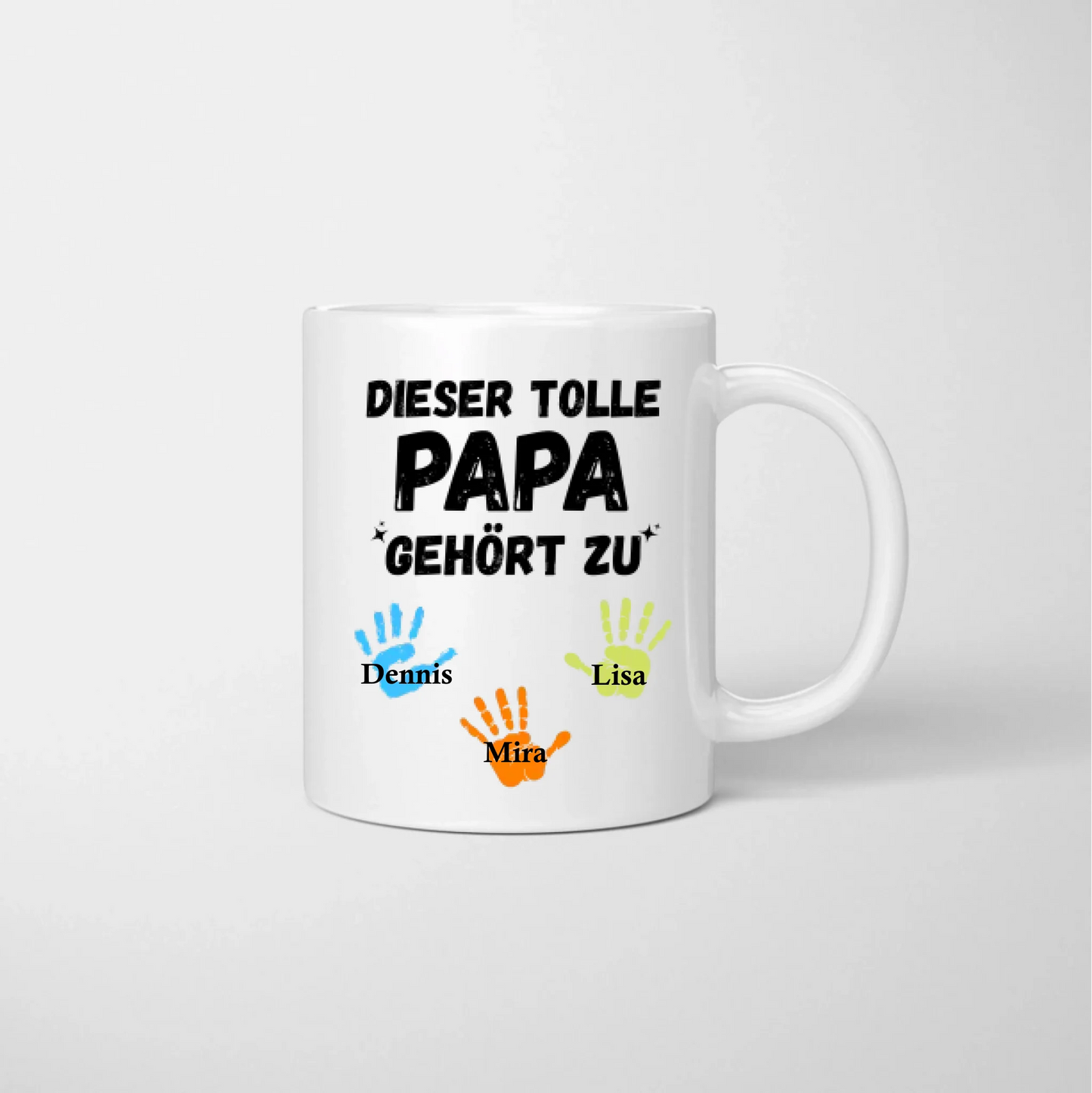 Dieser tolle Papa gehört zu uns - Personalisierte Tasse für Väter mit Namen der Kinder/ Familie (Papa, Mama, Opa, Oma)