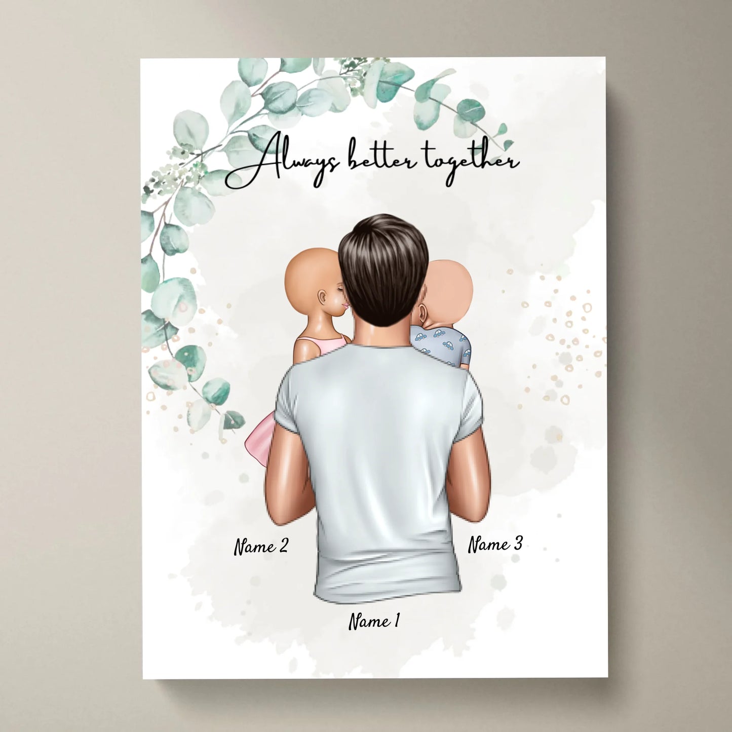 Bester Papa - Personalisiertes Poster (Vater mit Kindern)