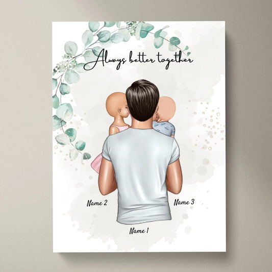 Bester Papa - Personalisiertes Poster (Vater mit Kindern)