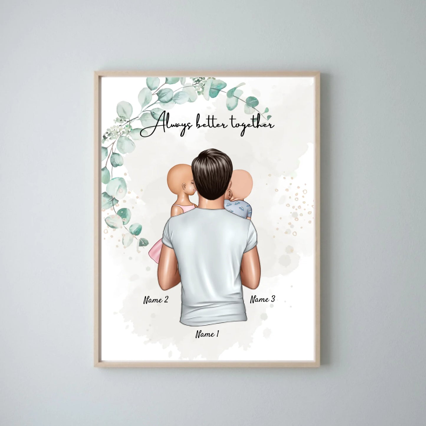 Bester Papa - Personalisiertes Poster (Vater mit Kindern)
