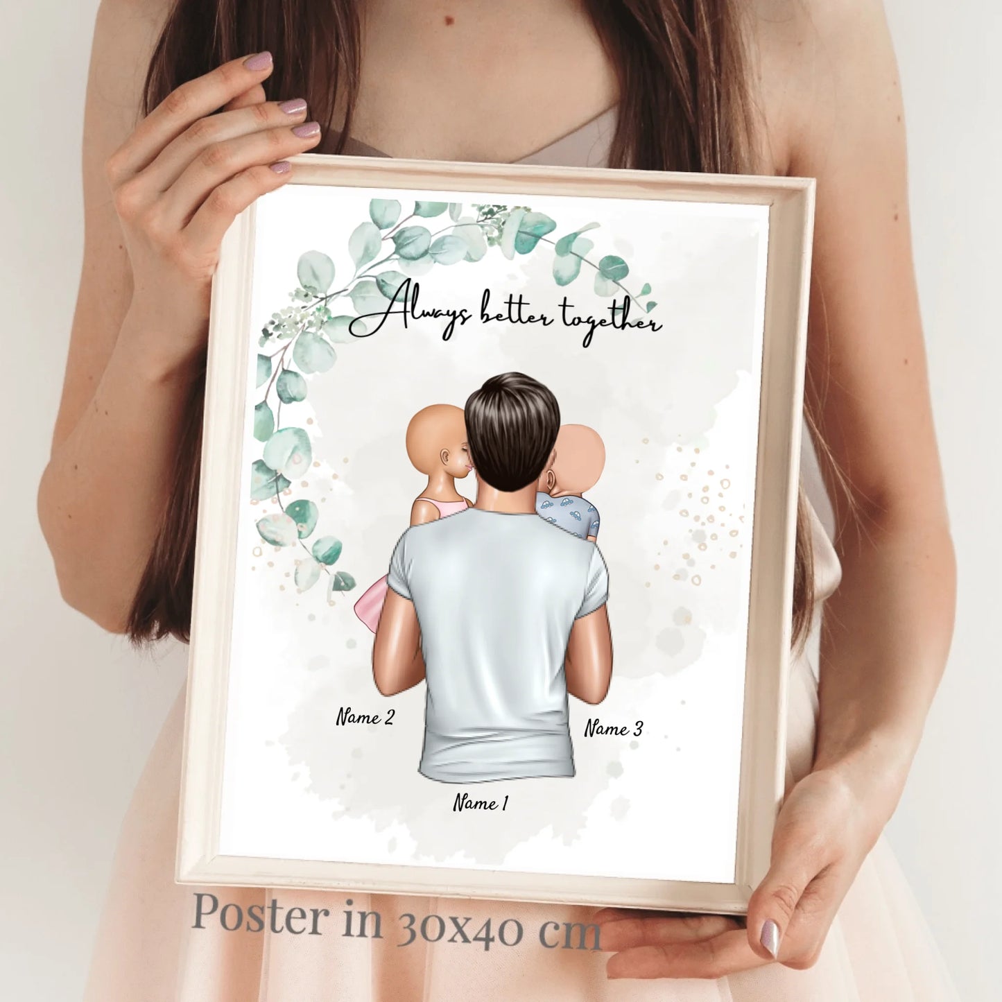 Bester Papa - Personalisiertes Poster (Vater mit Kindern)