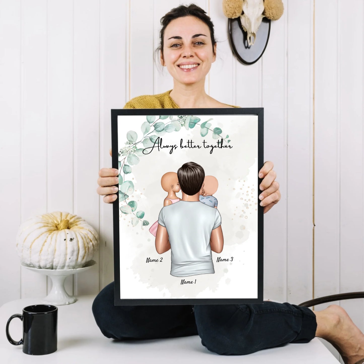 Bester Papa - Personalisiertes Poster (Vater mit Kindern)