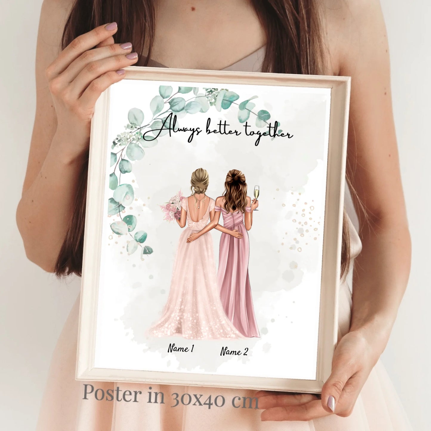 Braut & Trauzeugin - Personalisiertes Poster zur Verlobung/Hochzeit