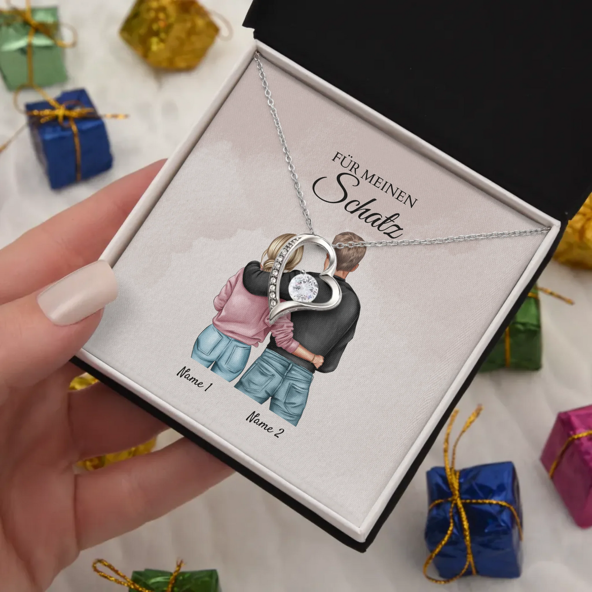 Forever Love "Bestes Pärchen" - Halskette mit Herzanhänger & personalisierter Karte