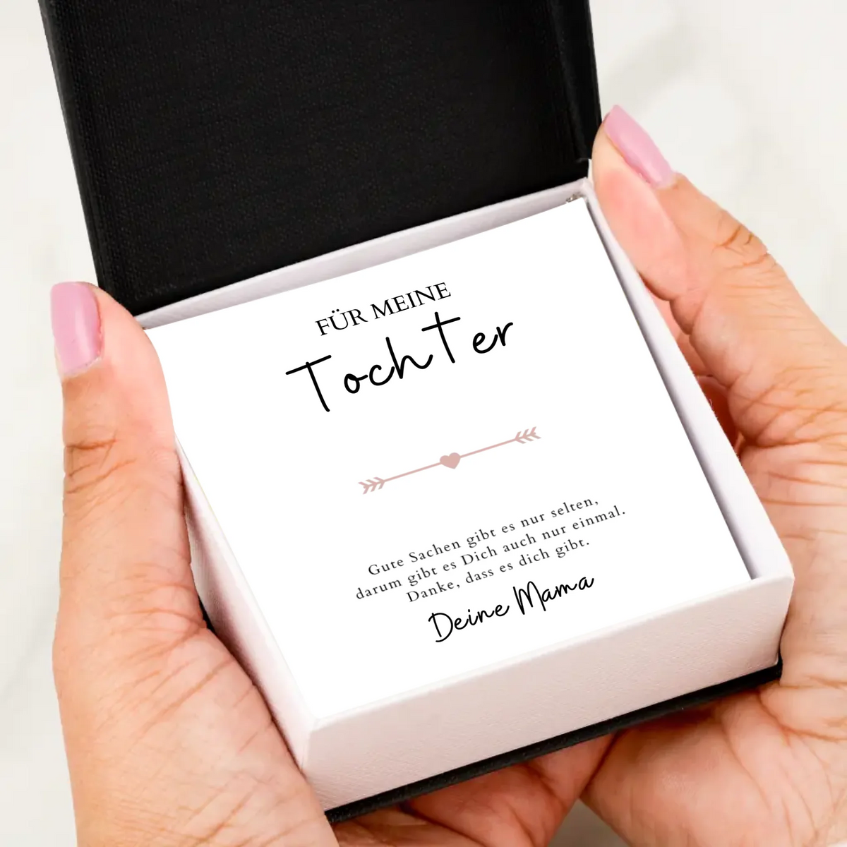 Forever Love "Für meine Tochter" - Halskette mit Herzanhänger & personalisierter Karte (Tochter-Mutter Geschenk)