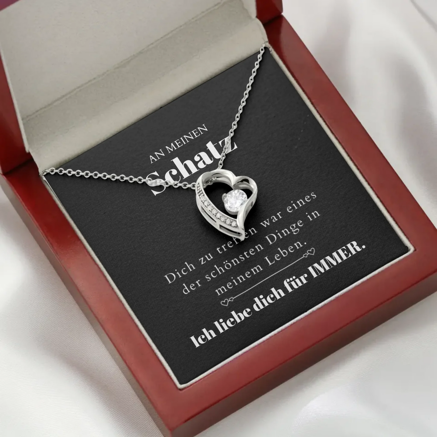 Dich zu treffen - Halskette mit Gold-Anhänger & personalisierter Karte (Valentinstagsgeschenk)