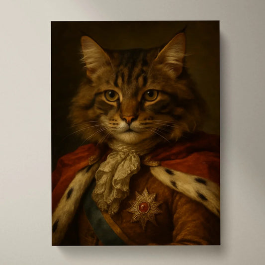 Adeliges Haustier Portrait - Personalisiertes Poster mit Fotoupload im Stil eines royalen Öl-Gemäldes (Hund, Katze, etc.)