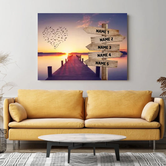 Unser Lieblingsort - Personalisierte Leinwand mit Namensschildern (2 - 8 Personen)