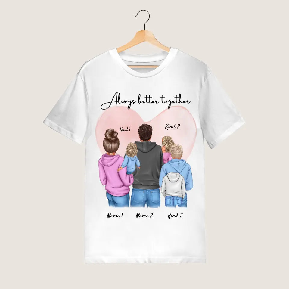 Meine Lieblingsmenschen - Personalisiertes T-Shirt  Mutter, Vater, Kinder (100% Baumwolle, Unisex)