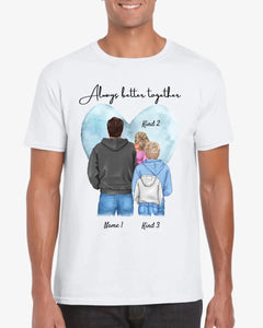 Bester Papa, Lieblingsmensch - Personalisiertes T-Shirt mit Vater & Kinder/Jugendliche (100% Baumwolle, Unisex)