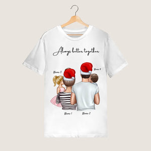 Meine Familie mit Kindern Weihnachten - Personalisiertes T-Shirt (1-4 Kinder)