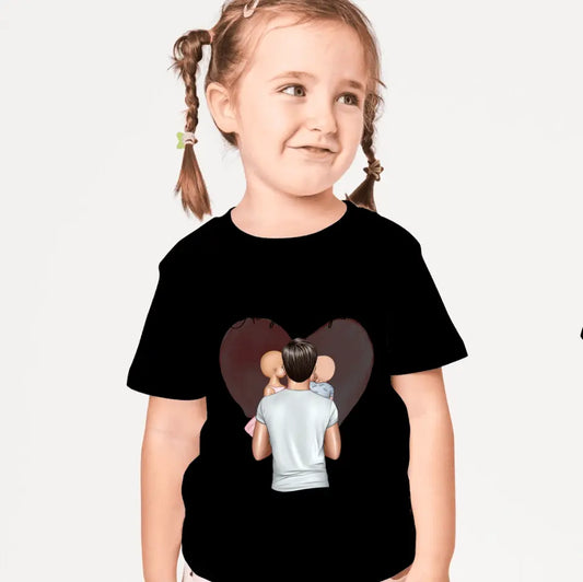 Kind mit Papa - Personalisiertes T-Shirt für Kinder (100% Baumwolle, Unisex)