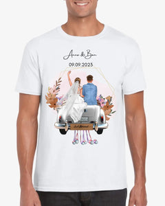 "Just Married" Personalisiertes T-Shirt zur Hochzeit - Für Brautpaar, Braut & Bräutigam, Hochzeitsgeschenk