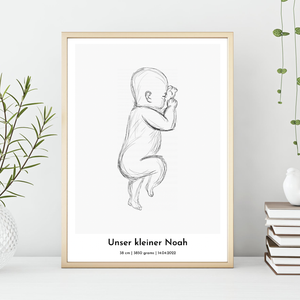 Baby Geburt Poster individuell - Personalisiertes Poster im 1:1 Maßstab